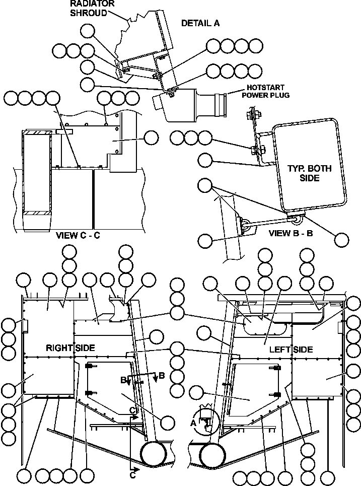 Komatsu parts book diagram for AFE50-AN 830E S/N A30652-A30658  DIAVIK: ENGINE SIDE PANELS INSTALLATION