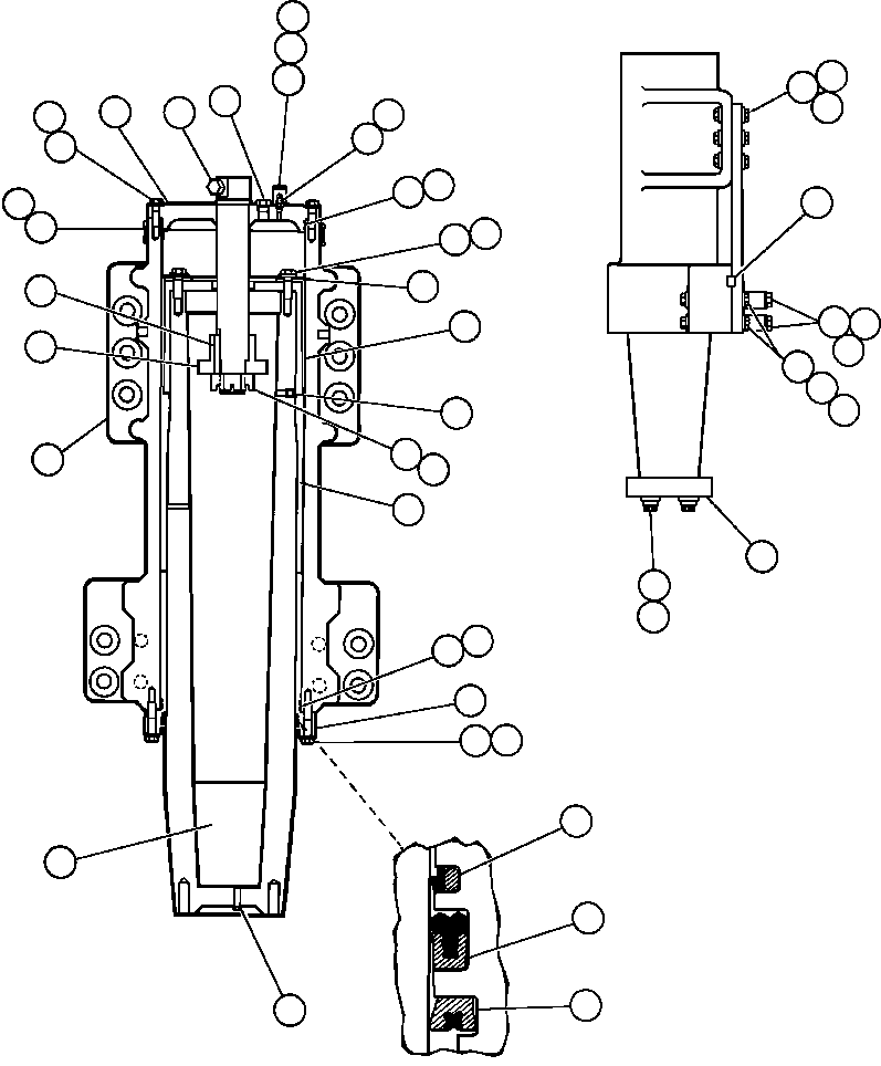 Komatsu parts book diagram for AFE50-BE 830E S/N A30706-A30708  DIAVIK: FRONT SUSPENSION & MOUNTING