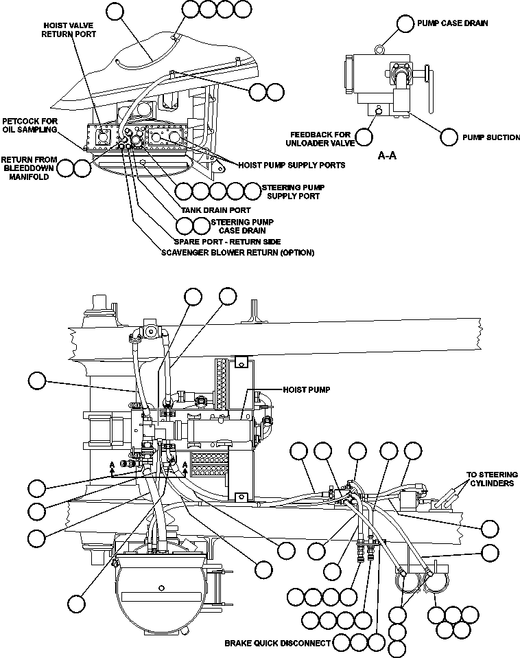 Komatsu parts book diagram for AFE50-BE 830E S/N A30706-A30708  DIAVIK: STEERING PIPING - 2