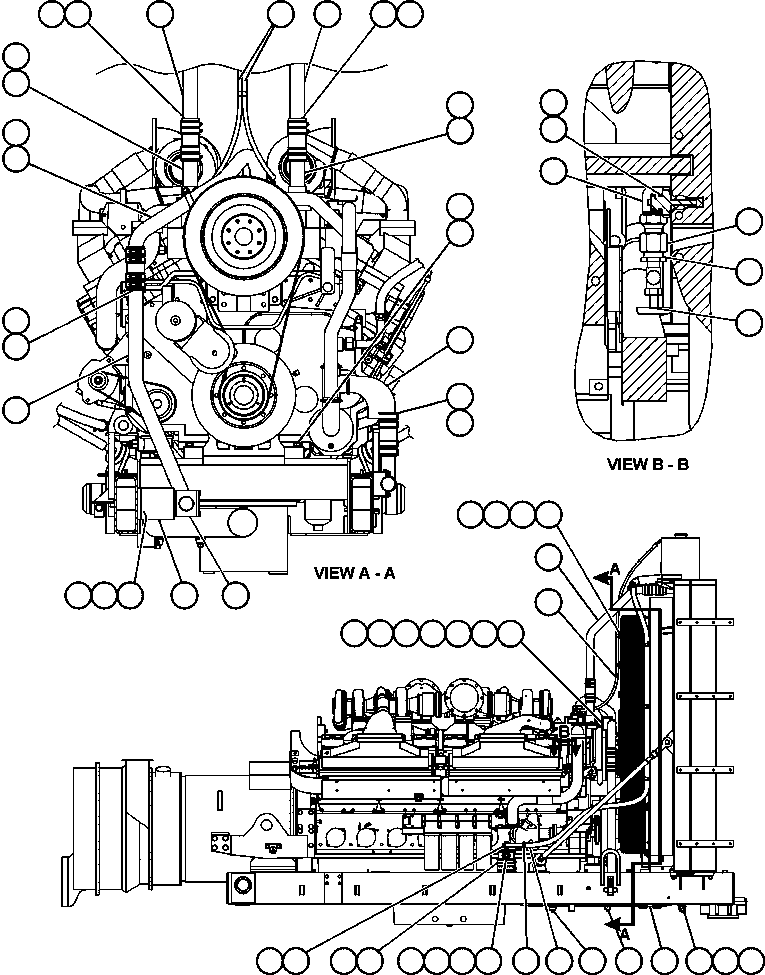 Komatsu parts book diagram for AFE50-BF/BH 830E S/N A30709 & A30717-A30718  WEST ANGELAS: RADIATOR PIPING - 1