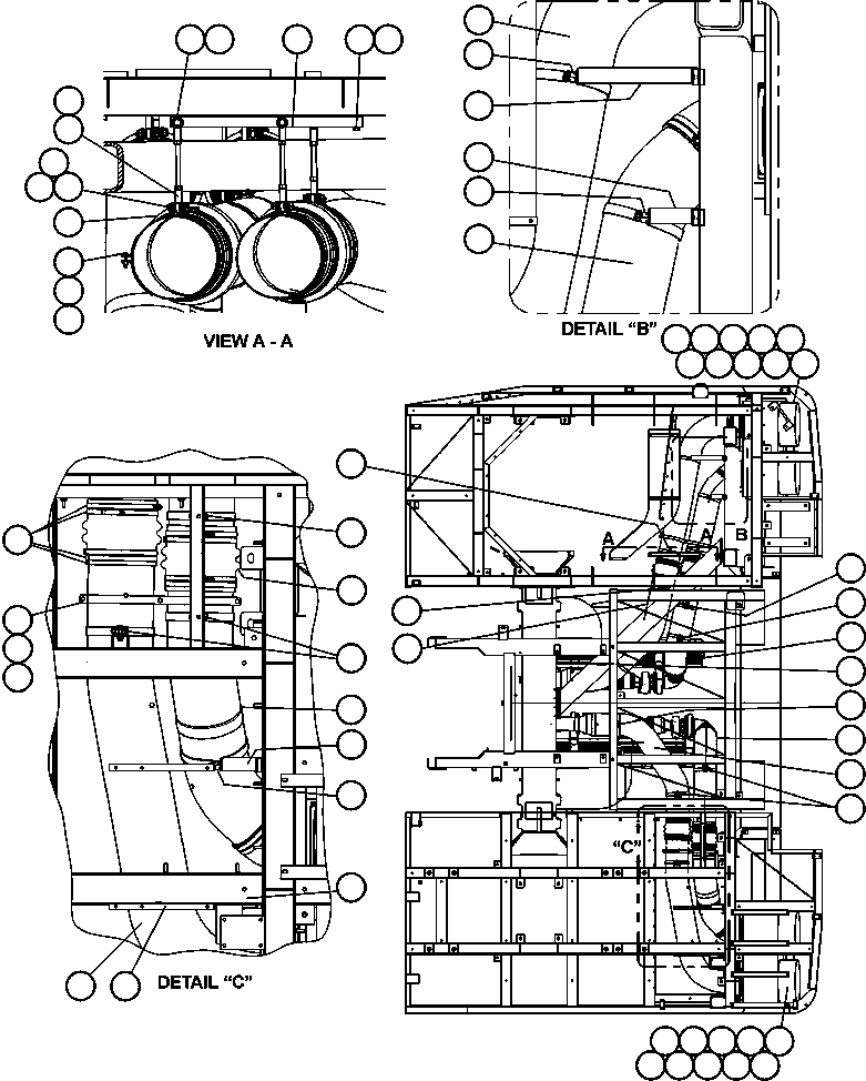Komatsu parts book diagram for AFE50-BF/BH 830E S/N A30709 & A30717-A30718  WEST ANGELAS: AIR CLEANER PIPING & INSTALLATION