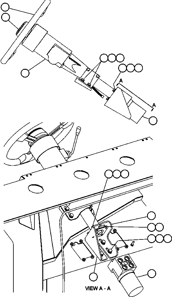 Komatsu parts book diagram for AFE50-BF/BH 830E S/N A30709 & A30717-A30718  WEST ANGELAS: STEERING COLUMN & CONTROL VALVE INSTL