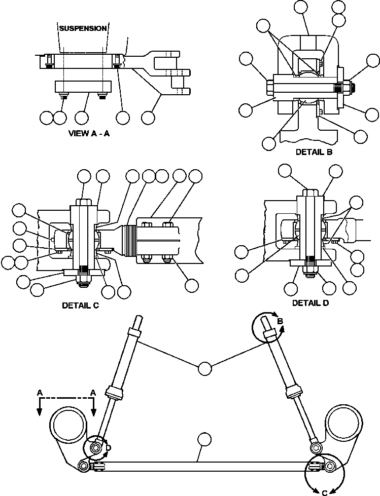 Komatsu parts book diagram for AFE50-BF/BH 830E S/N A30709 & A30717-A30718  WEST ANGELAS: STEERING ARMS & LINKAGE
