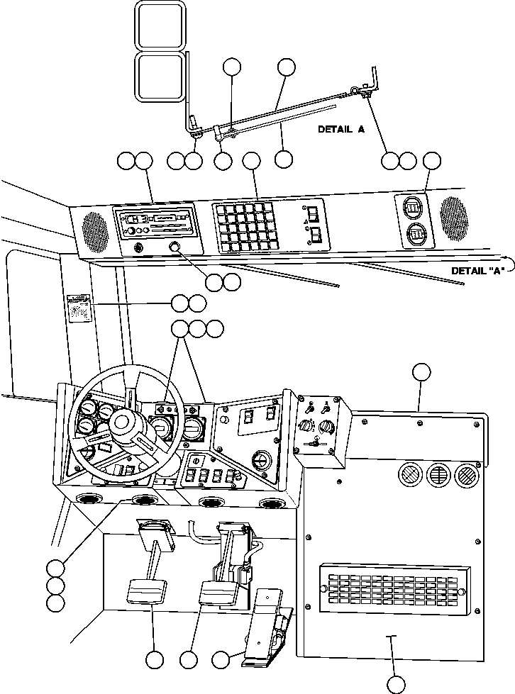 Komatsu parts book diagram for AFE50-BF/BH 830E S/N A30709 & A30717-A30718  WEST ANGELAS: OPERATOR CONTROLS & OVERHEAD PANEL