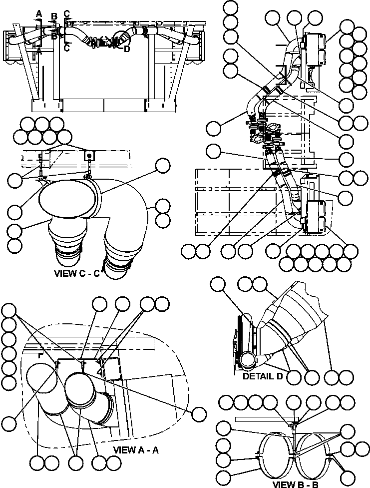 Komatsu parts book diagram for AFE50-CE 830E S/N A30811-A30814   EPSA: AIR CLEANER PIPING & INSTALLATION