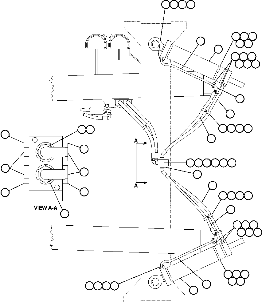 Komatsu parts book diagram for AFE50-CE 830E S/N A30811-A30814   EPSA: STEERING CYLINDER PIPING