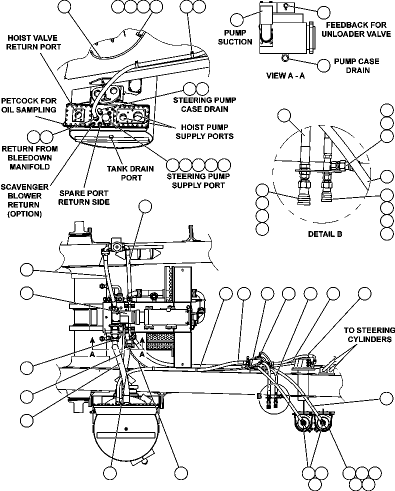Komatsu parts book diagram for AFE50-CE 830E S/N A30811-A30814   EPSA: STEERING PIPING - 1