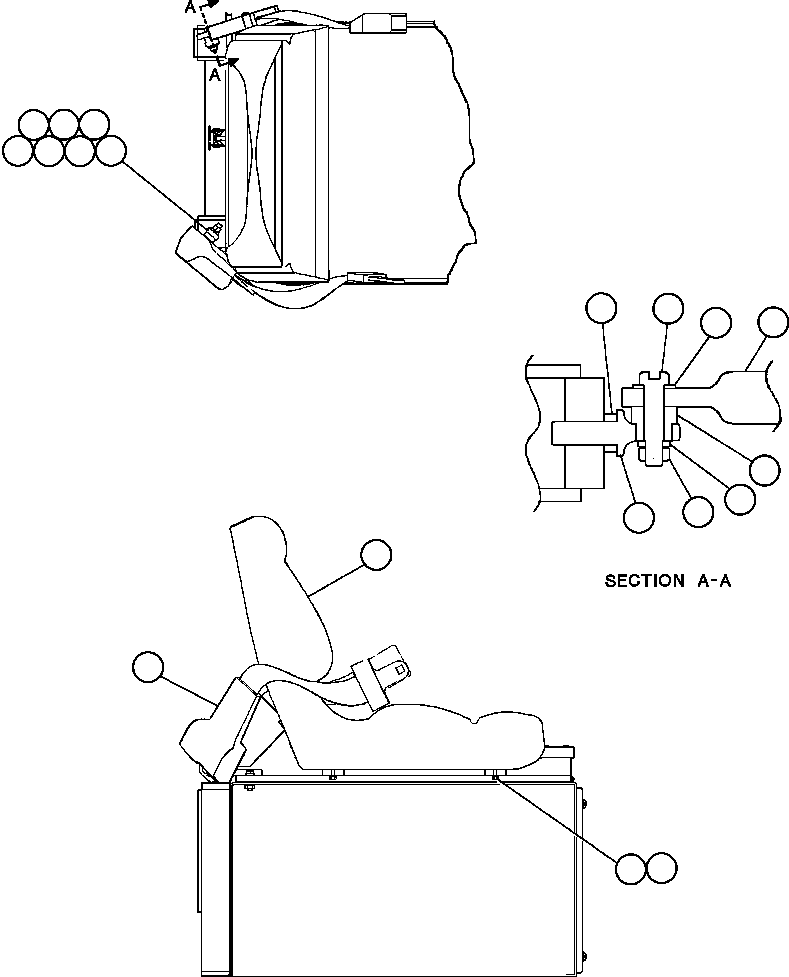 Komatsu parts book diagram for AFE50-CH 830E S/N A30818-A30819 & A30821 & A30826-A30830   ANTELOPE COAL: PASSENGER SEAT INSTALLATION