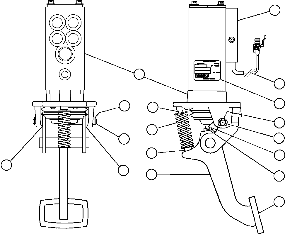 Komatsu parts book diagram for AFE50-CH 830E S/N A30818-A30819 & A30821 & A30826-A30830   ANTELOPE COAL: BRAKE VALVE PEDAL ASSEMBLY (PC0418)