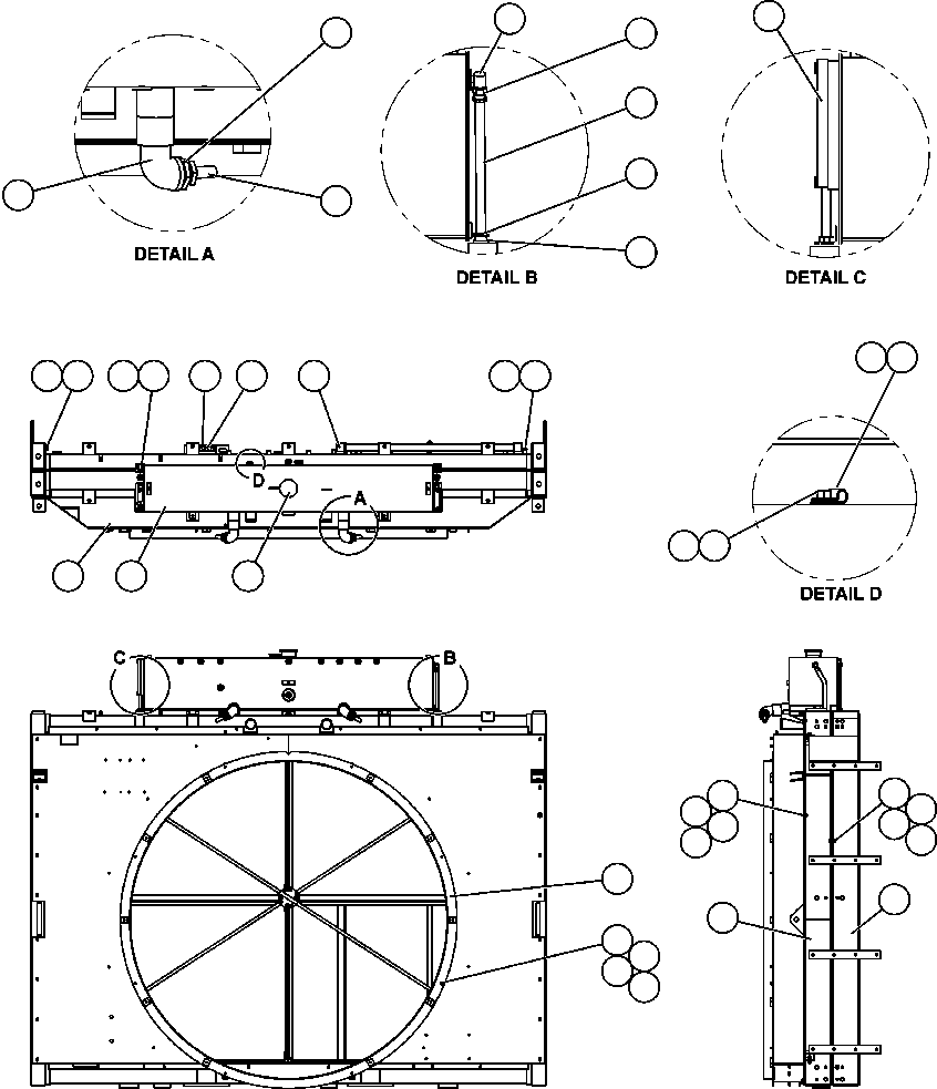 Komatsu parts book diagram for AFE50-CX 830E S/N A30871     I.O.C.C.: RADIATOR & SHROUD ASSEMBLY (PC2068)