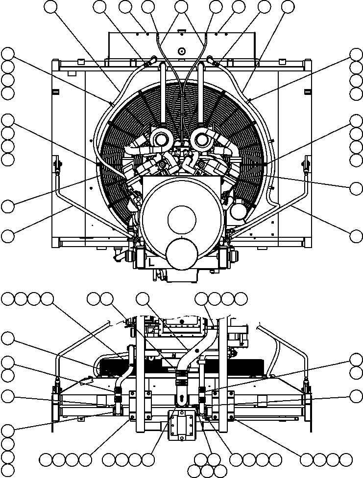 Komatsu parts book diagram for AFE50-CX 830E S/N A30871     I.O.C.C.: RADIATOR PIPING