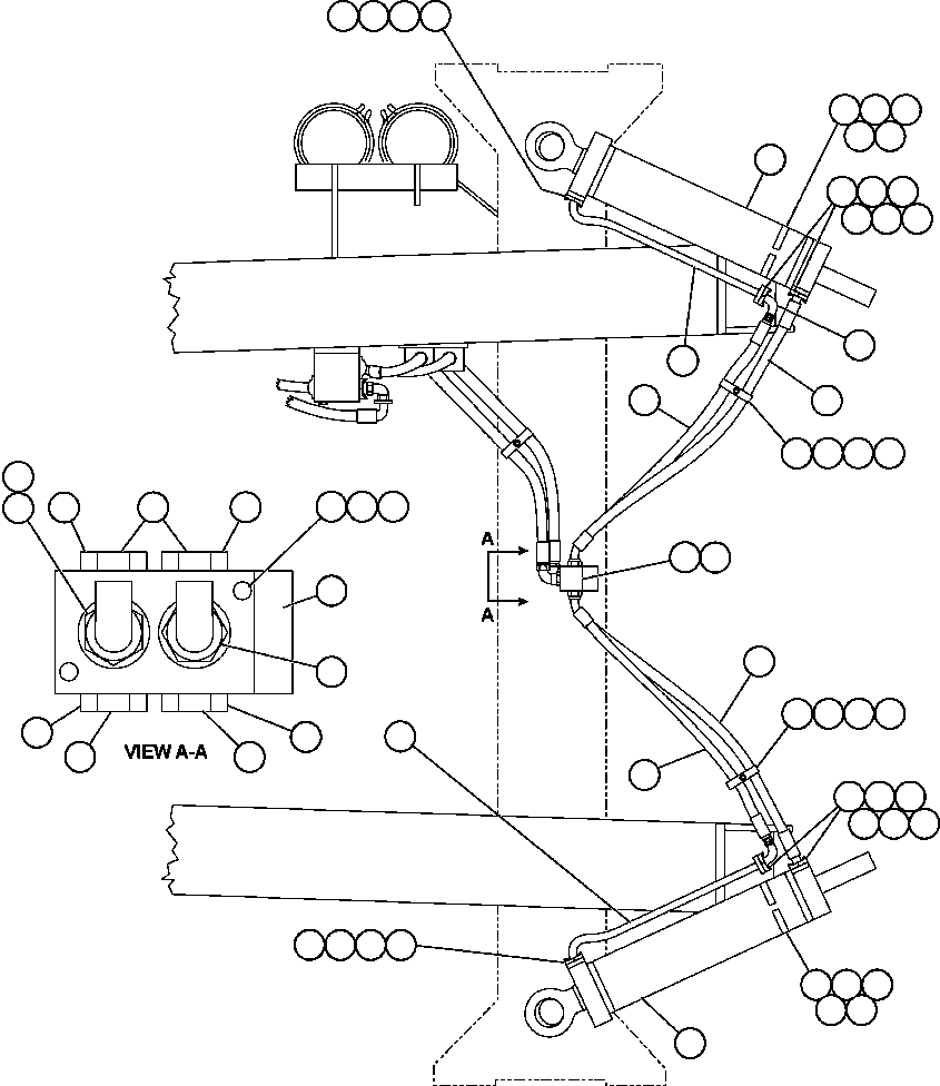 Komatsu parts book diagram for AFE50-CX 830E S/N A30871     I.O.C.C.: STEERING CYLINDER PIPING