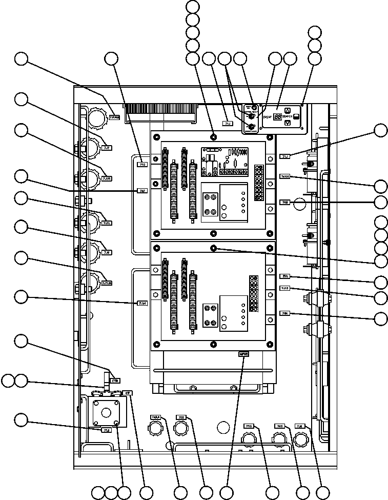 Komatsu parts book diagram for AFE50-CX 830E S/N A30871     I.O.C.C.: CONTROL CABINET (CENTER DOOR)