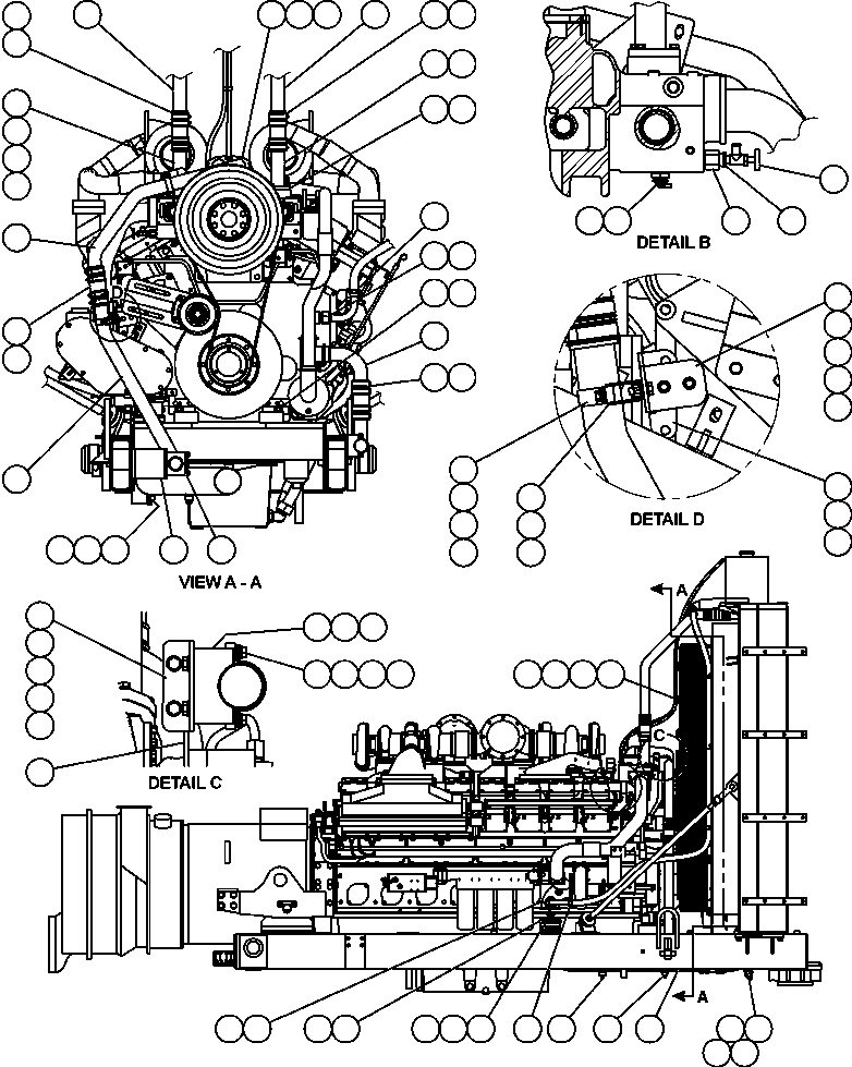 Komatsu parts book diagram for AFE50-CZ 830E S/N A30886    I.O.C.C.: RADIATOR PIPING - 1
