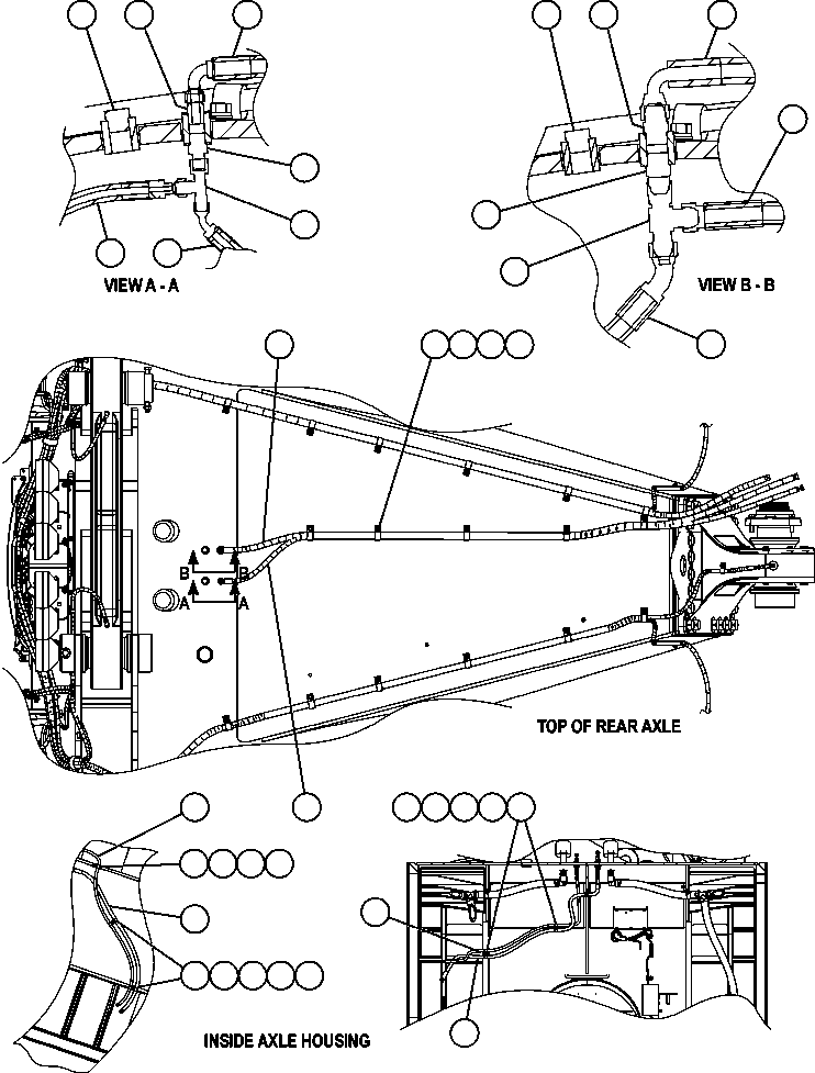 Komatsu parts book diagram for AFE50-CZ 830E S/N A30886    I.O.C.C.: REAR BRAKE PIPING