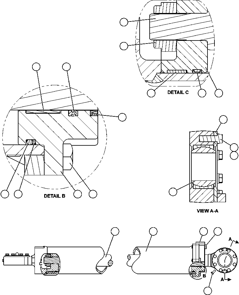 Komatsu parts book diagram for AFE50-CZ 830E S/N A30886    I.O.C.C.: STEERING CYLINDER INSTALLATION