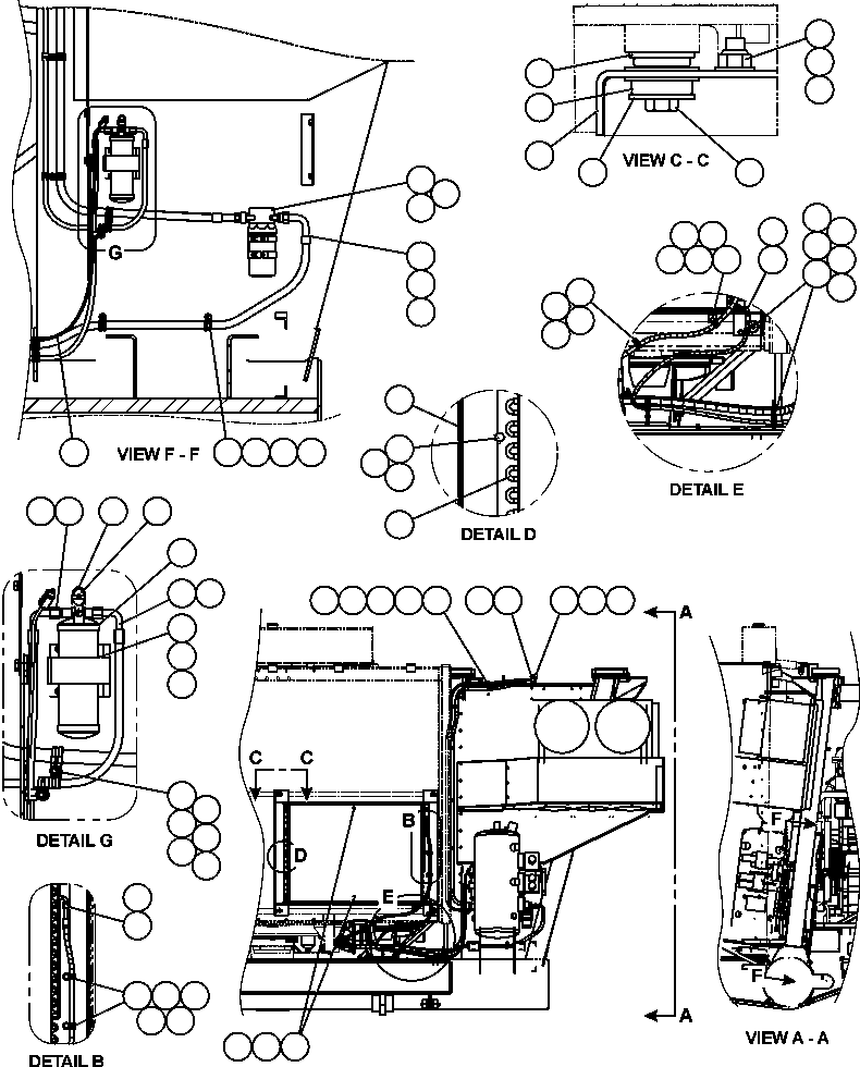 Komatsu parts book diagram for AFE50-CZ 830E S/N A30886    I.O.C.C.: AIR CONDITIONER PIPING & INSTALLATION