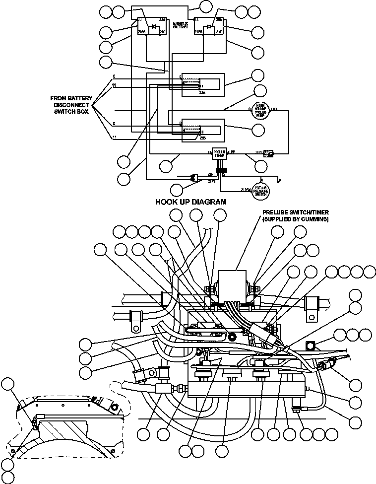 Komatsu parts book diagram for AFE50-CZ 830E S/N A30886    I.O.C.C.: ELECTRIC STARTER INSTL & WIRING