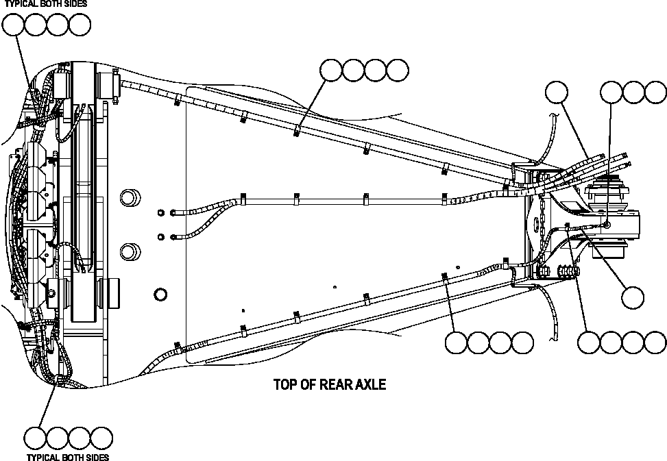 Komatsu parts book diagram for AFE50-CZ 830E S/N A30886    I.O.C.C.: AUTOMATIC LUBRICATION SYSTEM PIPING (REAR AXLE)