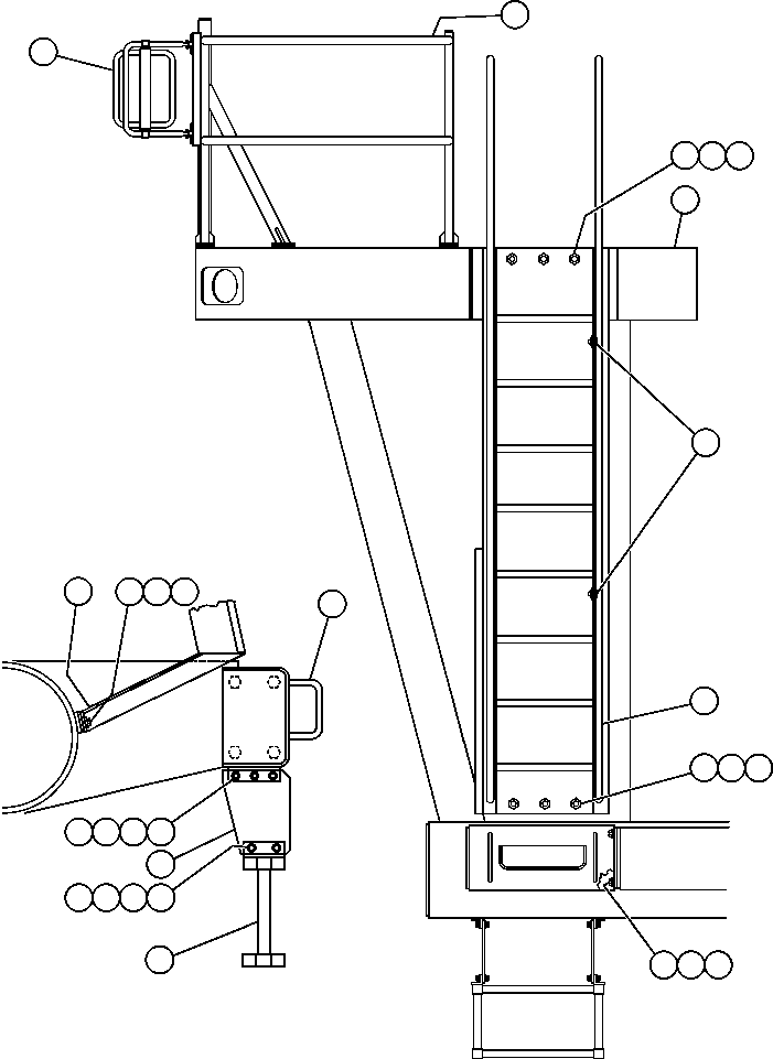 Komatsu parts book diagram for AFE50-G/H 830E S/N A30570-A30573, A30575-A30583 & A30586-A30588 LOS PELAMBRES: RIGHT DECK, HANDRAIL & LADDER
