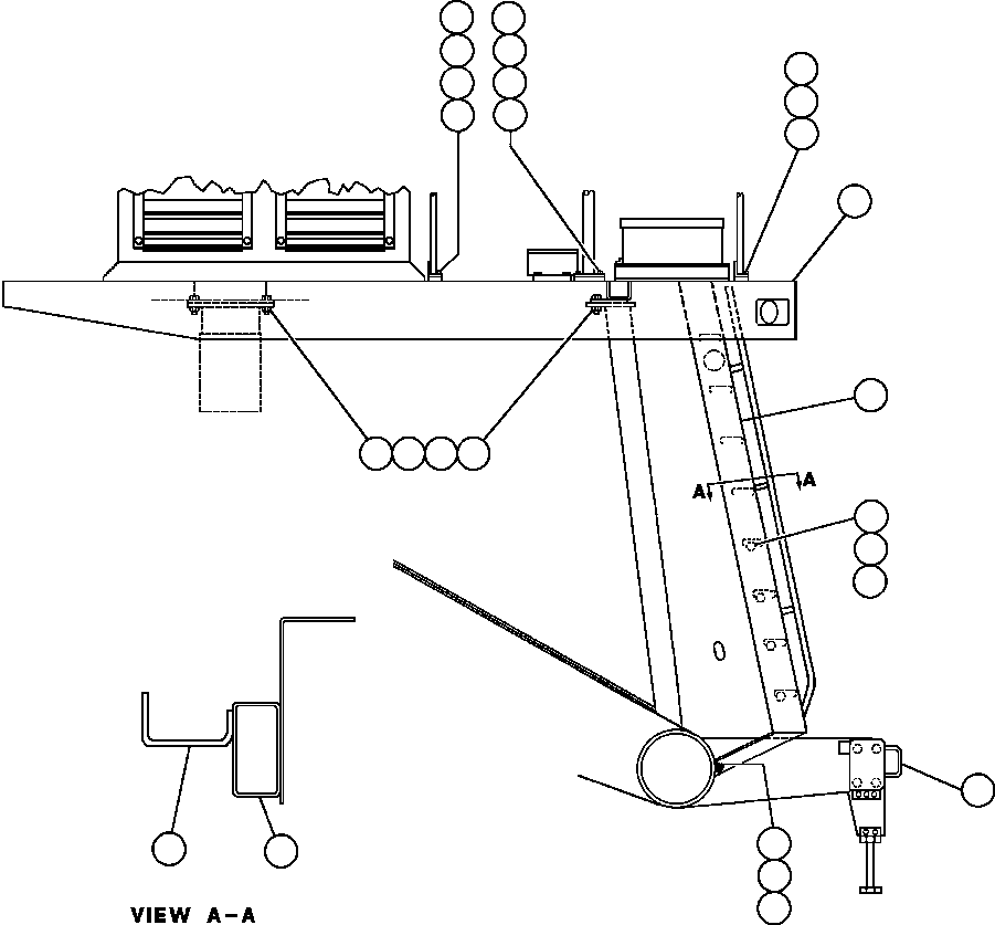 Komatsu parts book diagram for AFE50-G/H 830E S/N A30570-A30573, A30575-A30583 & A30586-A30588 LOS PELAMBRES: RIGHT DECK, HANDRAIL & LADDER -1