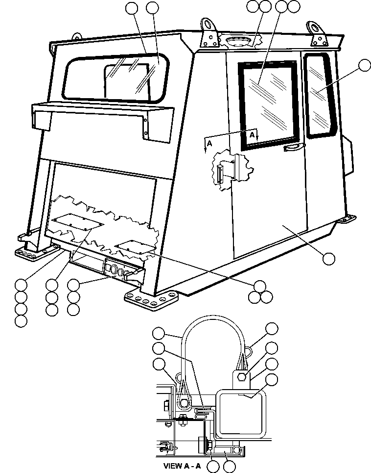 Komatsu parts book diagram for AFE50-G/H 830E S/N A30570-A30573, A30575-A30583 & A30586-A30588 LOS PELAMBRES: CAB ASSEMBLY - 1 (SM2948)