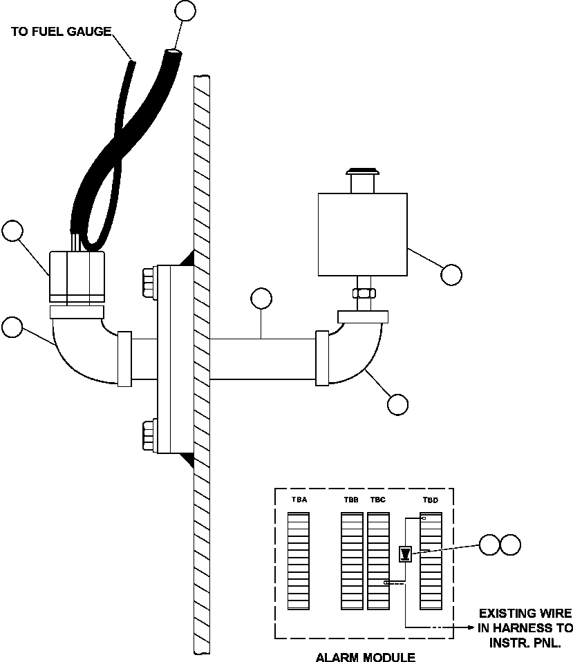 Komatsu parts book diagram for AFE50-G/H 830E S/N A30570-A30573, A30575-A30583 & A30586-A30588 LOS PELAMBRES: LOW FUEL LIGHT & BUZZER INSTALLATION