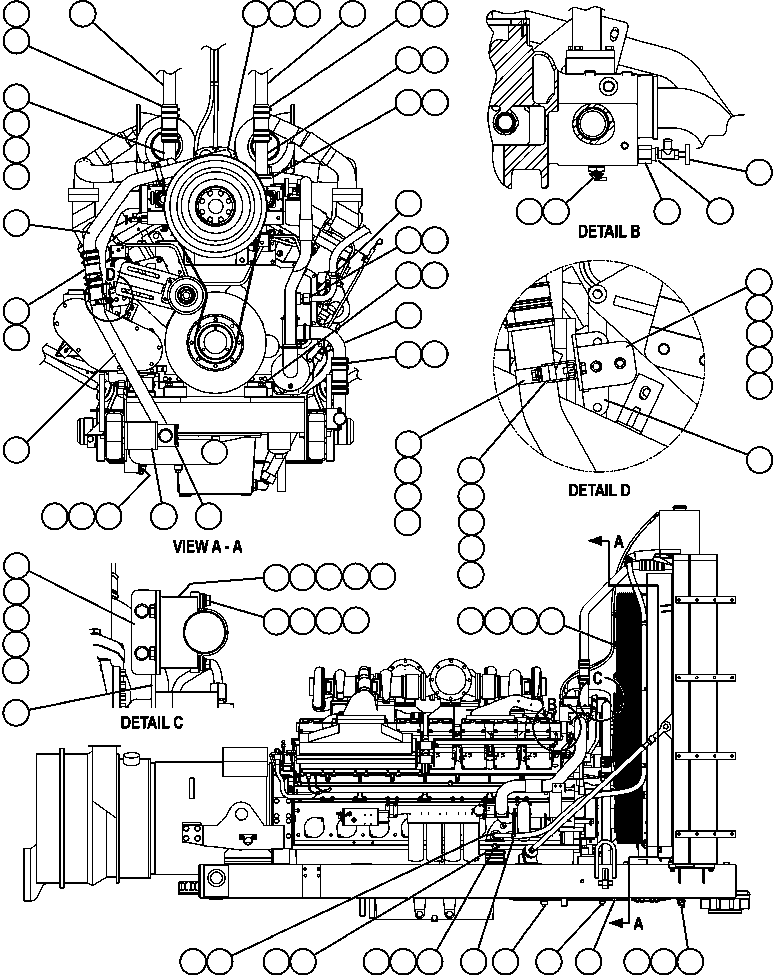 Komatsu parts book diagram for AFE50-GC 830E S/N GAE2170 & GAE2173 & GAE2175 & GAE2177            GLIDER KIT: RADIATOR PIPING - 4