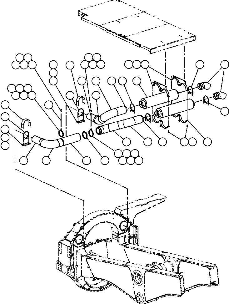 Komatsu parts book diagram for AFE52-AB 930E-3 S/N A30387-A30388 & A30391 & A30393 & A30397-A30398 & A30401 CHUQUICAMATA: EXHAUST PIPING - 2