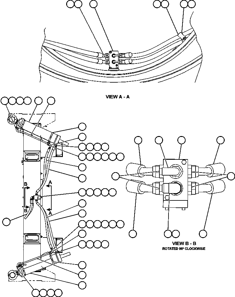 Komatsu parts book diagram for AFE52-AB 930E-3 S/N A30387-A30388 & A30391 & A30393 & A30397-A30398 & A30401 CHUQUICAMATA: STEERING CYLINDER PIPING
