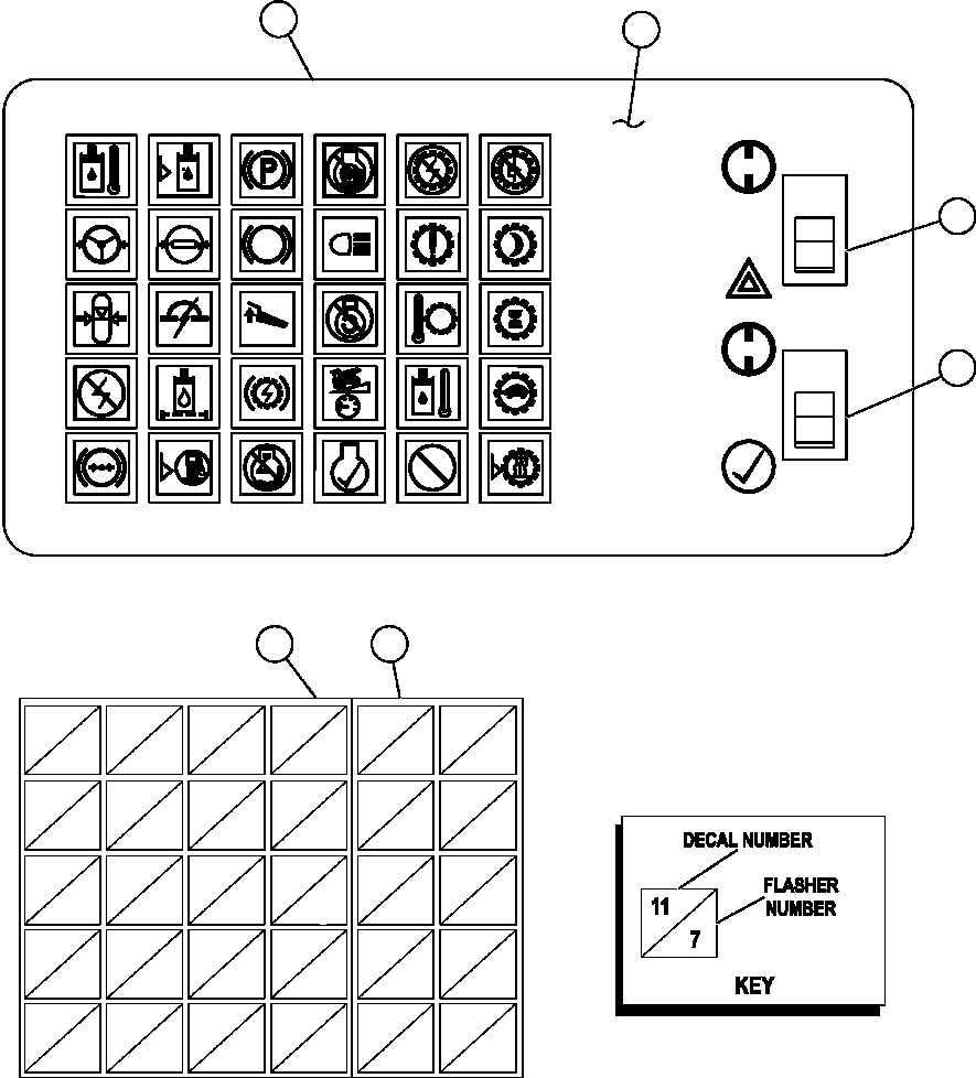 Komatsu parts book diagram for AFE52-AB 930E-3 S/N A30387-A30388 & A30391 & A30393 & A30397-A30398 & A30401 CHUQUICAMATA: WARNING LIGHTS MODULE (EK5159)