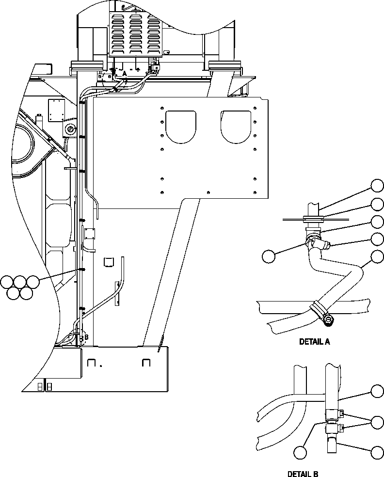 Komatsu parts book diagram for AFE52-AB 930E-3 S/N A30387-A30388 & A30391 & A30393 & A30397-A30398 & A30401 CHUQUICAMATA: HEATER/AC DRAIN HOSE INSTALLATION