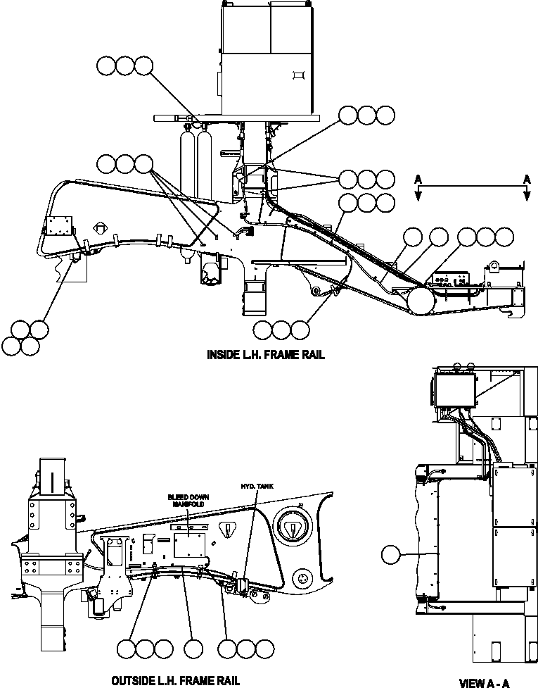 Komatsu parts book diagram for AFE52-AB 930E-3 S/N A30387-A30388 & A30391 & A30393 & A30397-A30398 & A30401 CHUQUICAMATA: POWER CABLE ROUTING (L.H. FRAME RAIL)