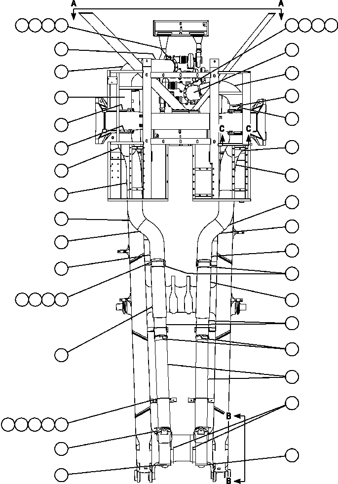 Komatsu parts book diagram for AFE52-J 930E-3 S/N A30336-A30340  KLEMKE: EXHAUST PIPING