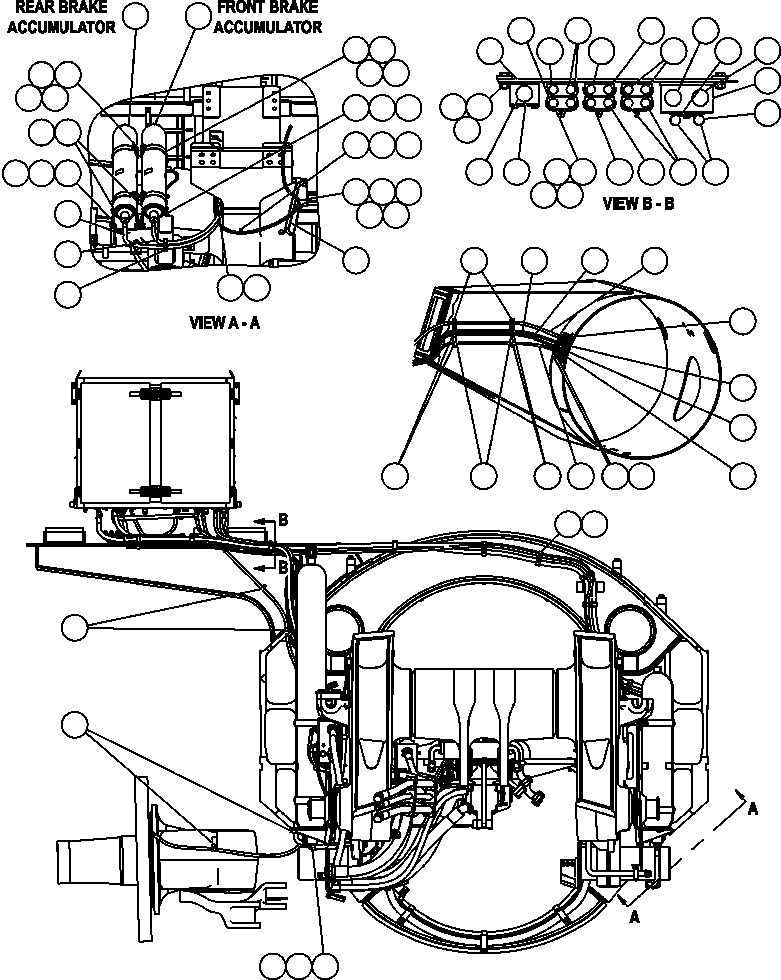 Komatsu parts book diagram for AFE52-J 930E-3 S/N A30336-A30340  KLEMKE: HYDRAULIC BRAKE CABINET PIPING (BOTTOM) - 1