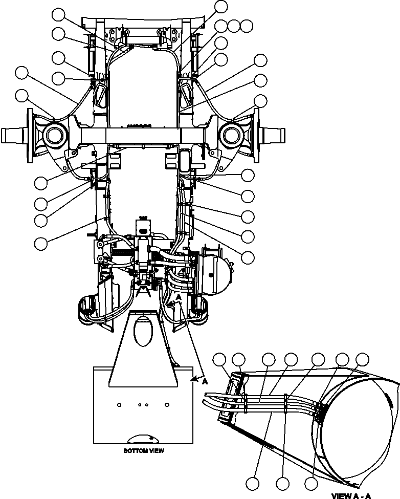 Komatsu parts book diagram for AFE52-J 930E-3 S/N A30336-A30340  KLEMKE: BRAKE COOLING PIPING