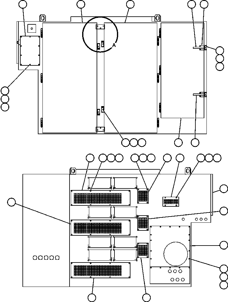 Komatsu parts book diagram for AFE52-J 930E-3 S/N A30336-A30340  KLEMKE: CONTROL CABINET (FRONT & BACK VIEW) (PC0807)