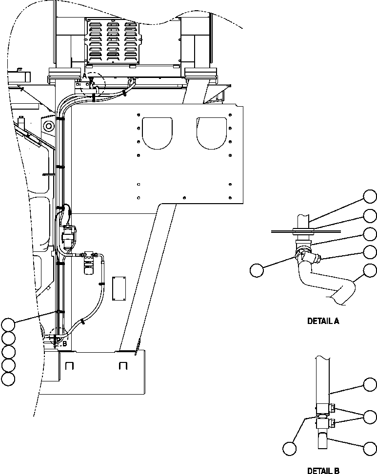 Komatsu parts book diagram for AFE57-AA 830E-AC S/N A30106 - A30108      ELK VALLEY COAL: HEATER/AC DRAIN HOSE INSTALLATION