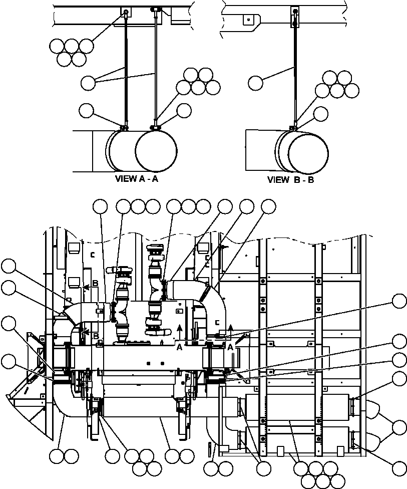 Komatsu parts book diagram for AFE57-AM 830E-1AC S/N A30162, A30163, A30165 - A30167, A30170 - A30173     MACARTHUR: EXHAUST PIPING