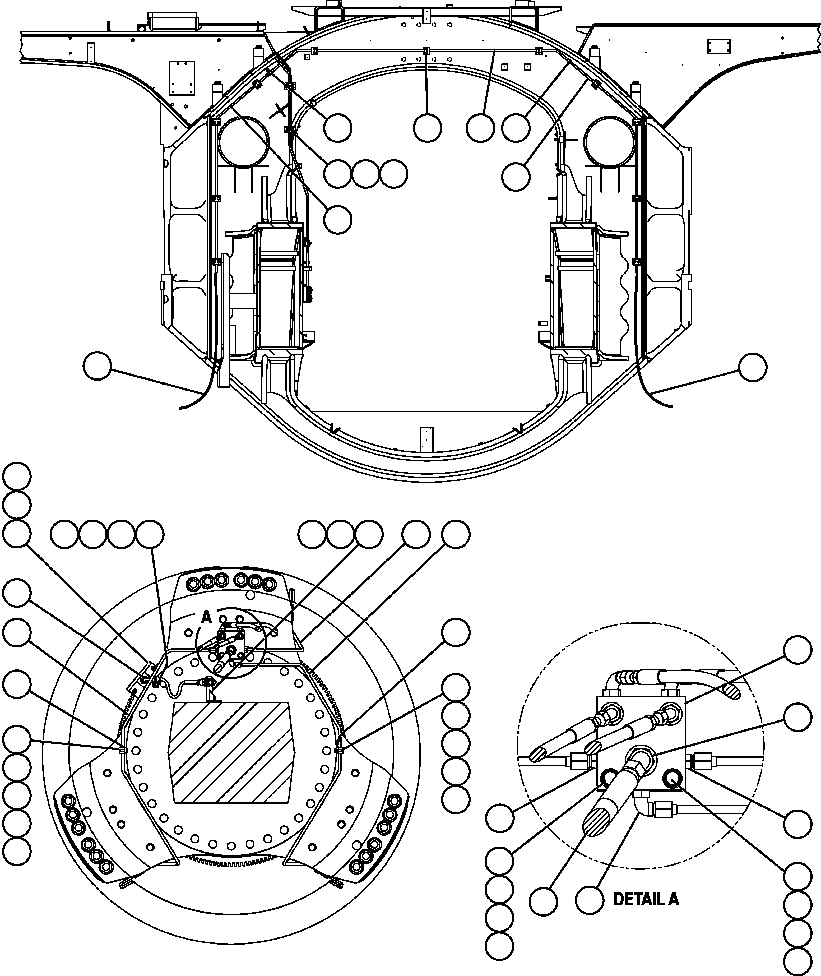 Komatsu parts book diagram for AFE57-AM 830E-1AC S/N A30162, A30163, A30165 - A30167, A30170 - A30173     MACARTHUR: FRONT BRAKE PIPING