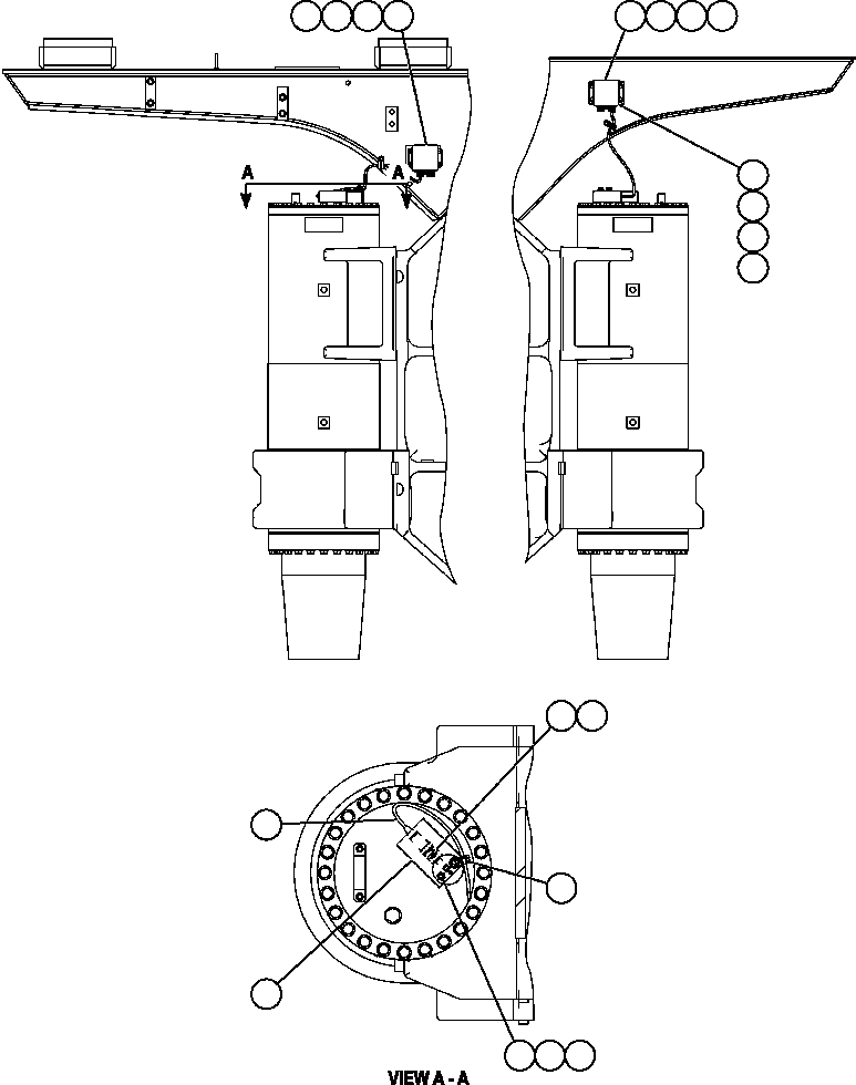 Komatsu parts book diagram for AFE57-AM 830E-1AC S/N A30162, A30163, A30165 - A30167, A30170 - A30173     MACARTHUR: PAYLOAD METER III - FRONT SUSPENSIONS