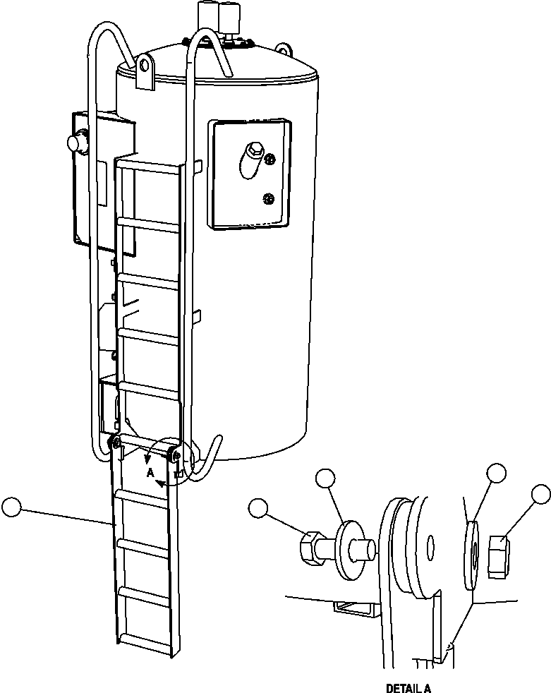 Komatsu parts book diagram for AFE57-AM 830E-1AC S/N A30162, A30163, A30165 - A30167, A30170 - A30173     MACARTHUR: HYDRAULIC TANK ACCESS LADDER