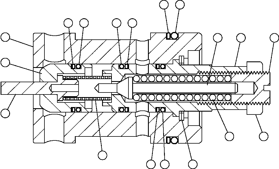 Komatsu parts book diagram for AFE57-AM 830E-1AC S/N A30162, A30163, A30165 - A30167, A30170 - A30173     MACARTHUR: RELIEF VALVE ASSEMBLY (VE3567)