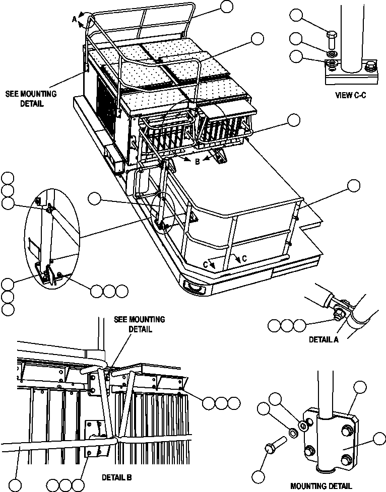 Komatsu parts book diagram for AFE57-AQ 830E-1AC S/N A30174-A30176 & A30183 - A30185     HUNTER VALLEY: R.H. DECK HANDRAILS