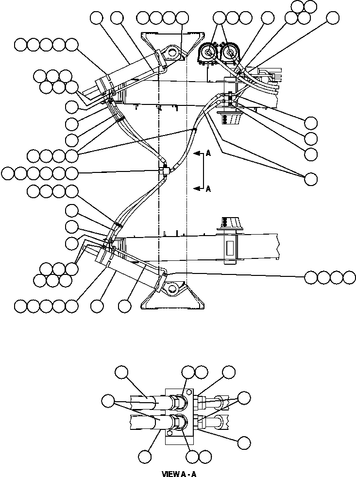 Komatsu parts book diagram for AFE57-AQ 830E-1AC S/N A30174-A30176 & A30183 - A30185     HUNTER VALLEY: STEERING CYLINDER PIPING