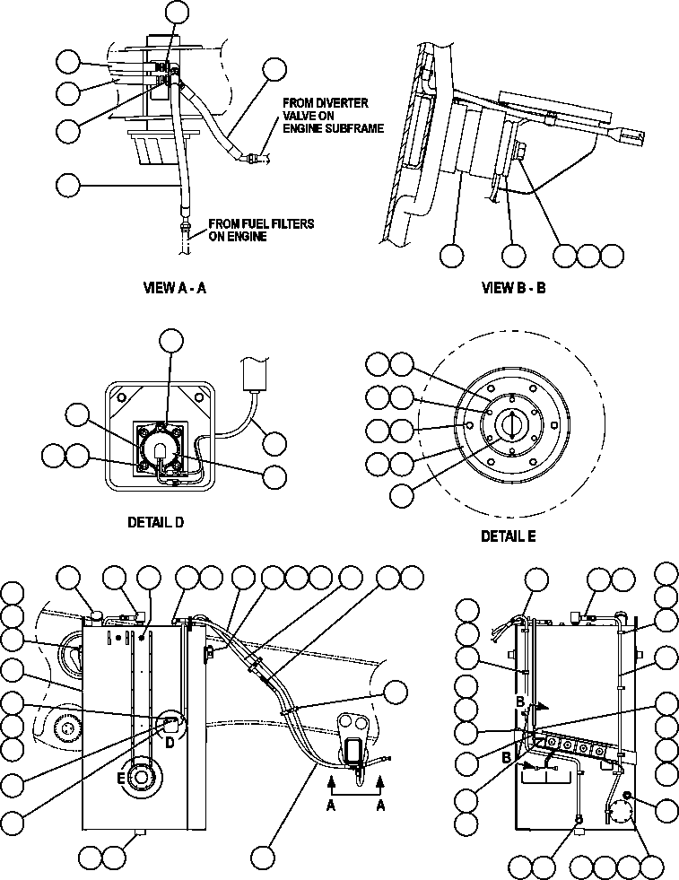 Komatsu parts book diagram for AFE57-AQ 830E-1AC S/N A30174-A30176 & A30183 - A30185     HUNTER VALLEY: FUEL TANK INSTALLATION & PIPING