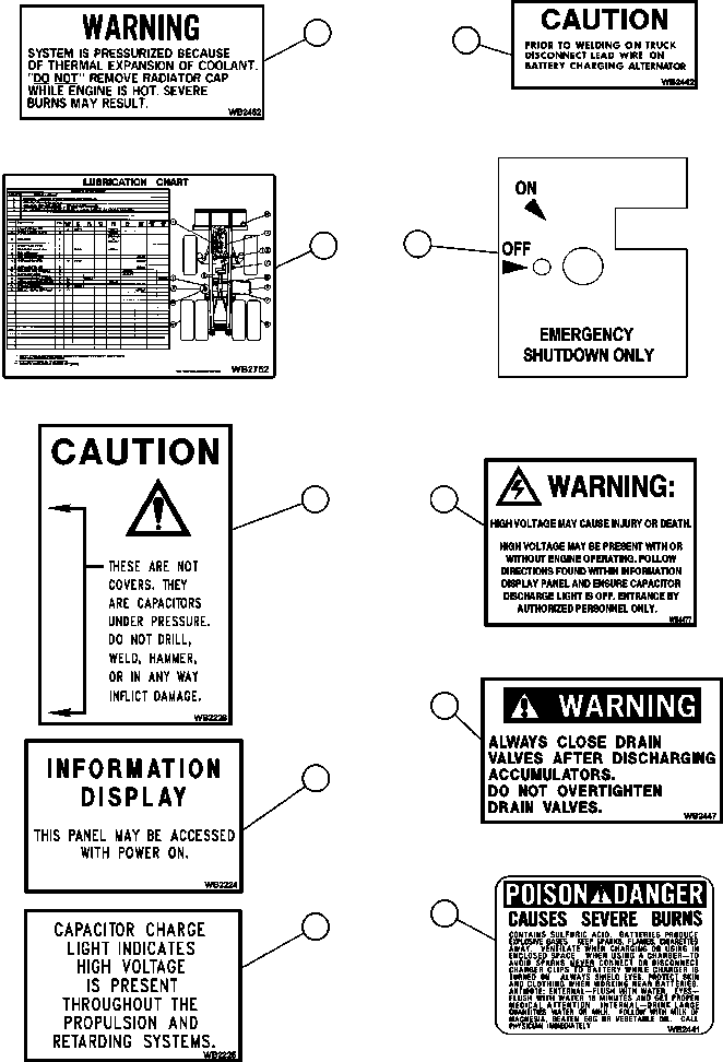 Komatsu parts book diagram for AFE57-AT 830E-1AC S/N A30182, A30186-A30187, A30191-A30193      CARDINAL RIVER / NORTH AMERICAN CONSTRUCTION: DECALS & WARNINGS ( 2/5)