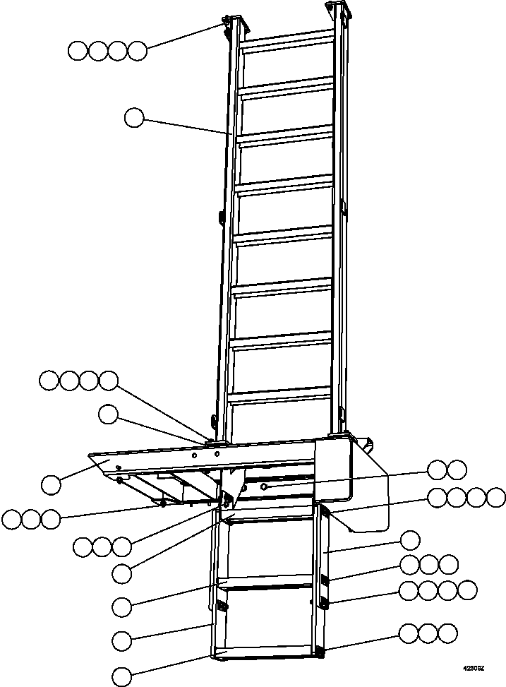 Komatsu parts book diagram for AFE57-AT 830E-1AC S/N A30182, A30186-A30187, A30191-A30193      CARDINAL RIVER / NORTH AMERICAN CONSTRUCTION: R.H. LADDER & PLATFORM