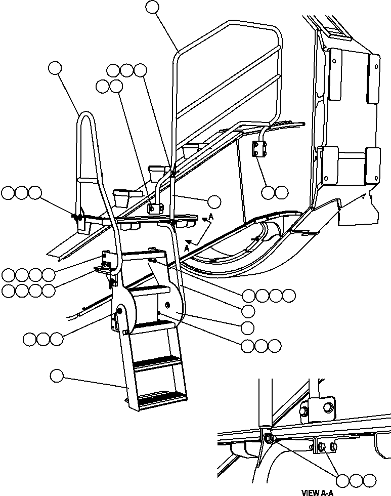 Komatsu parts book diagram for AFE57-AT 830E-1AC S/N A30182, A30186-A30187, A30191-A30193      CARDINAL RIVER / NORTH AMERICAN CONSTRUCTION: ENGINE ACCESS LADDERS