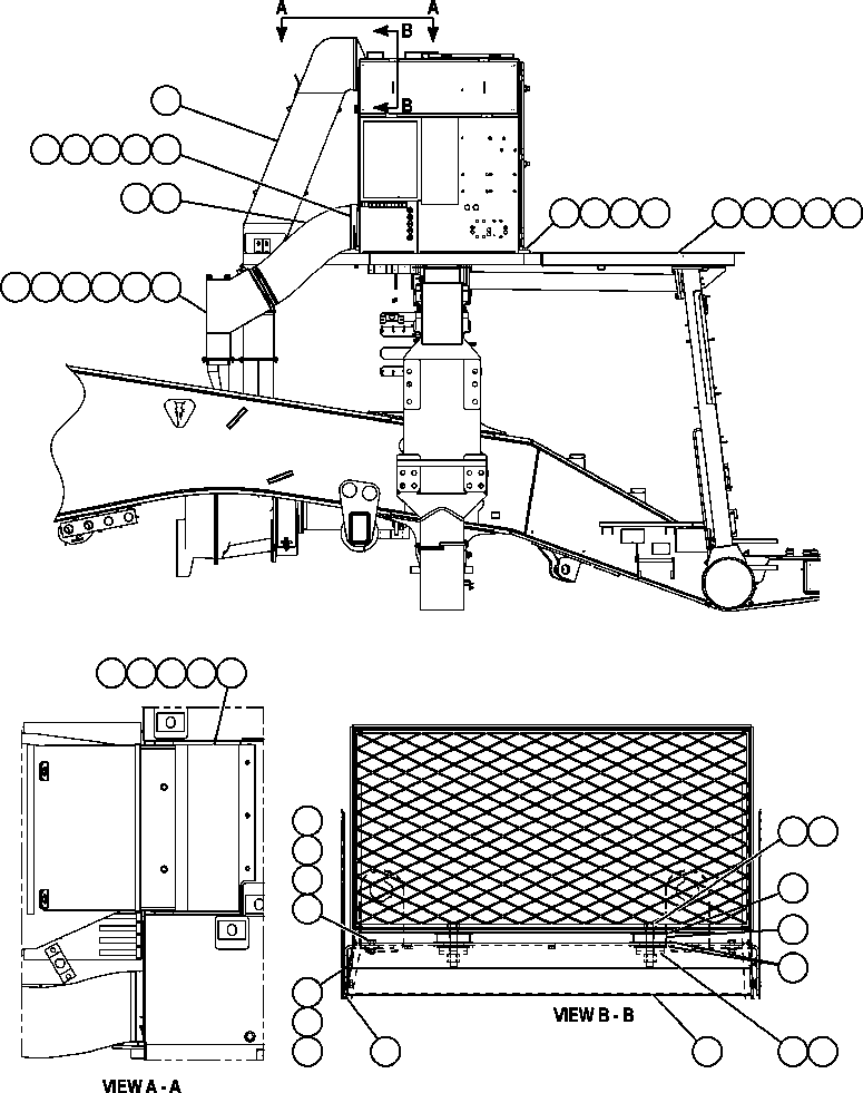 Komatsu parts book diagram for AFE57-AT 830E-1AC S/N A30182, A30186-A30187, A30191-A30193      CARDINAL RIVER / NORTH AMERICAN CONSTRUCTION: BLOWER INLET INSTALLATION ( 1/2)